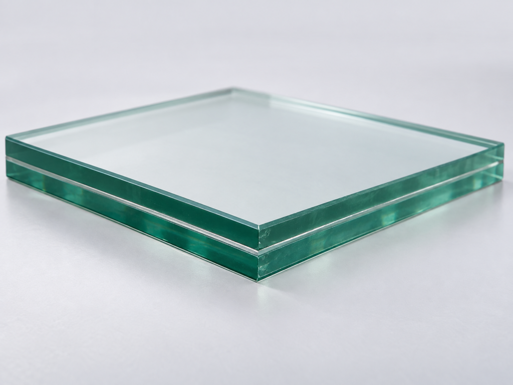 Laminated Safety Glass Laminated glass sample showing two bonded glass panes and the thin interlayer