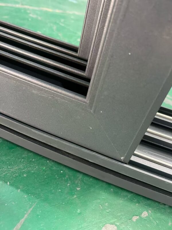 bespoke curved sliding doors Frame corner and powder coated finish