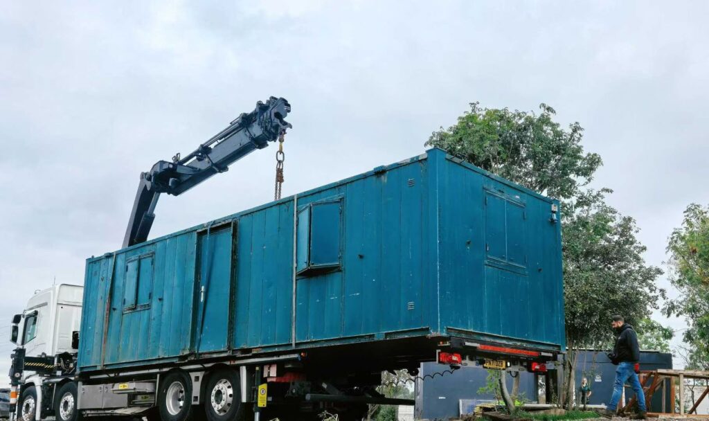 The second-hand container arriving on site