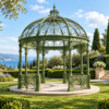 Open ornamental ironwork pavilion - design illustration