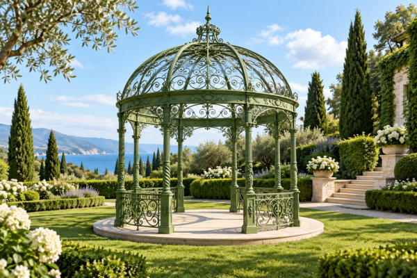 Open ornamental ironwork pavilion - design illustration