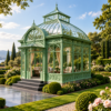 Green glazed garden pavilion - design illustration