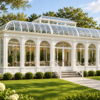 White classical glass garden room - design illustration