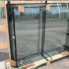Insulating glass units supported in a wooden transport crate