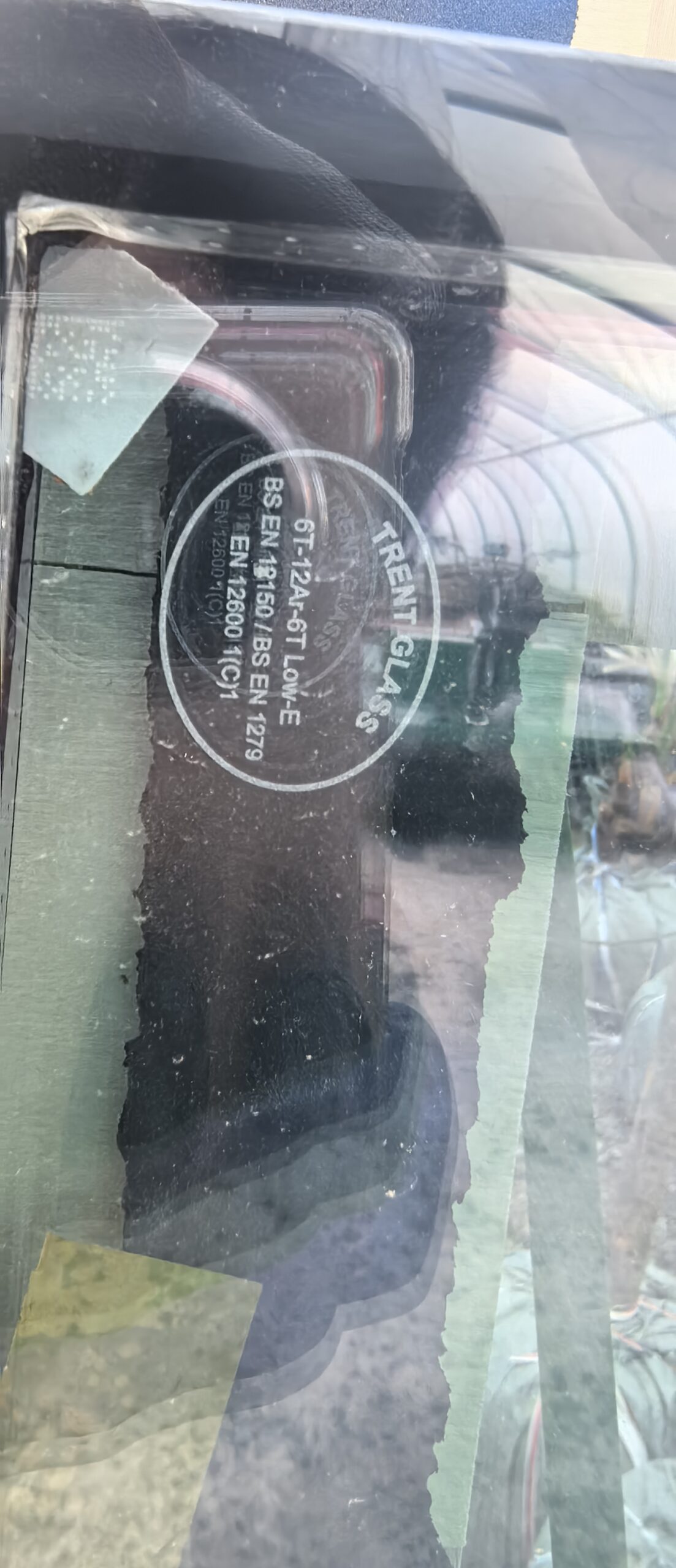 Original Trent Glass marking, rotated for readability