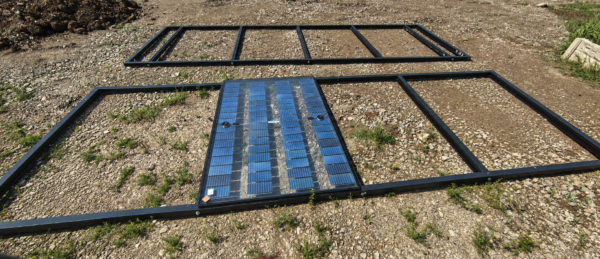 solar glass and steelwork, retouched from original project photograph Solar glazing and bespoke steelwork for the Derbyshire greenhouse project