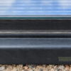 Side view of the solar glazing edge and bespoke steel frame for the Derbyshire greenhouse project