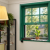 Heritage green timber sash window