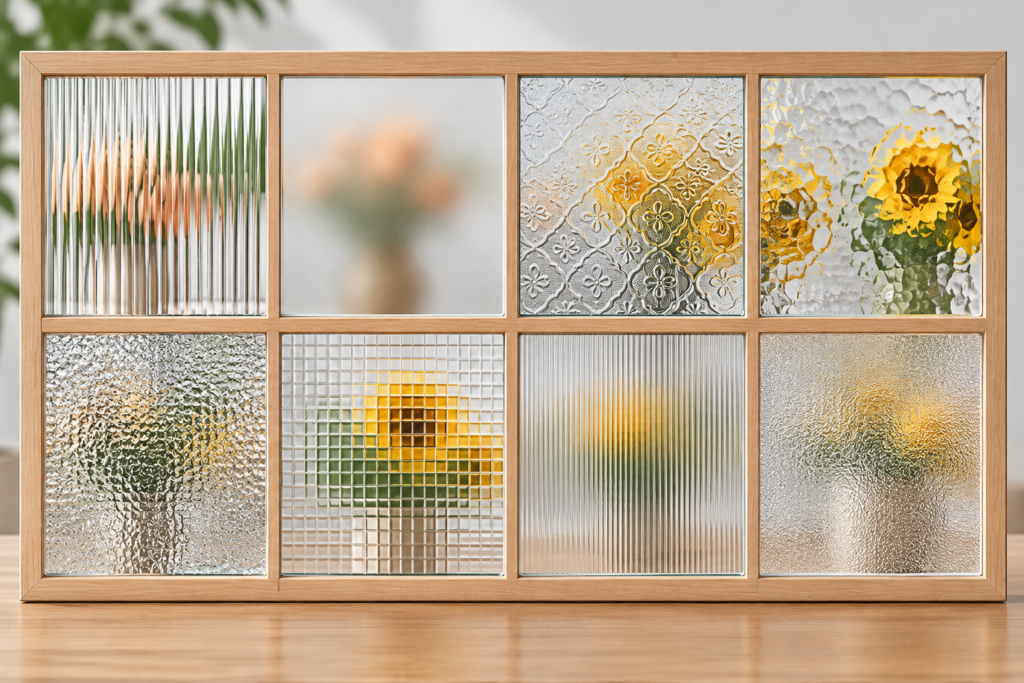 Tinted, Frosted & Patterned Glass Decorative glass texture samples